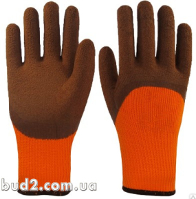 Перчатки утепленные, полный облив, оранж. 300#***