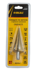 Сверло по металлу ступ. SIGMA HSS-TIN 4-32мм, шаг 2мм (1186081)
