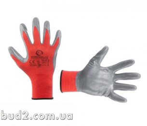 Перчатка трикотаж.,красная, серый нитрил 10р. SP-0124